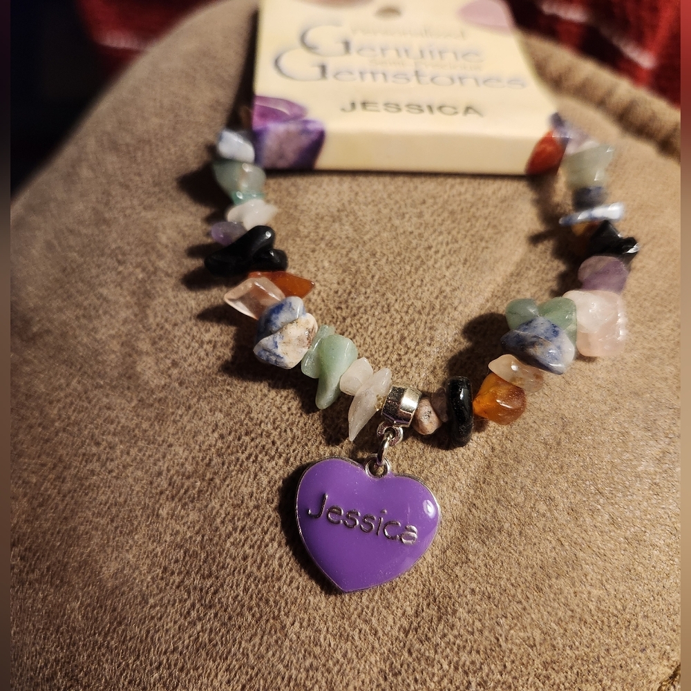 Jessica Gemstone Bracelet with Purple Heart Charm